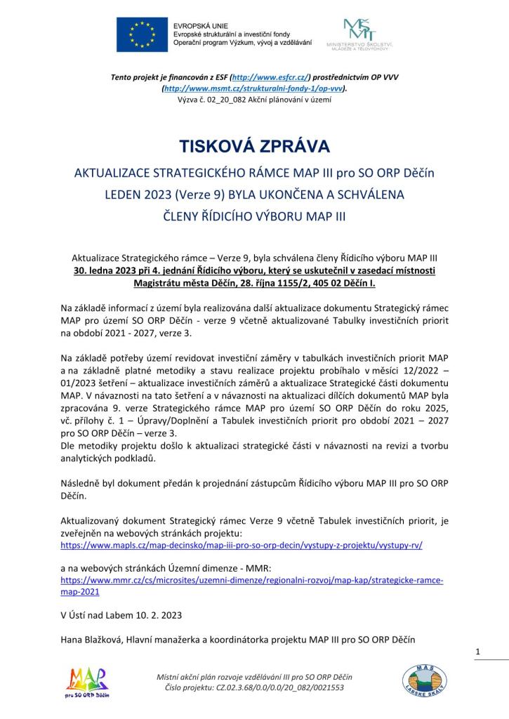 TISKOVÁ ZPRÁVA