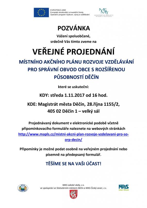 Pozvánka na veřejné projednání